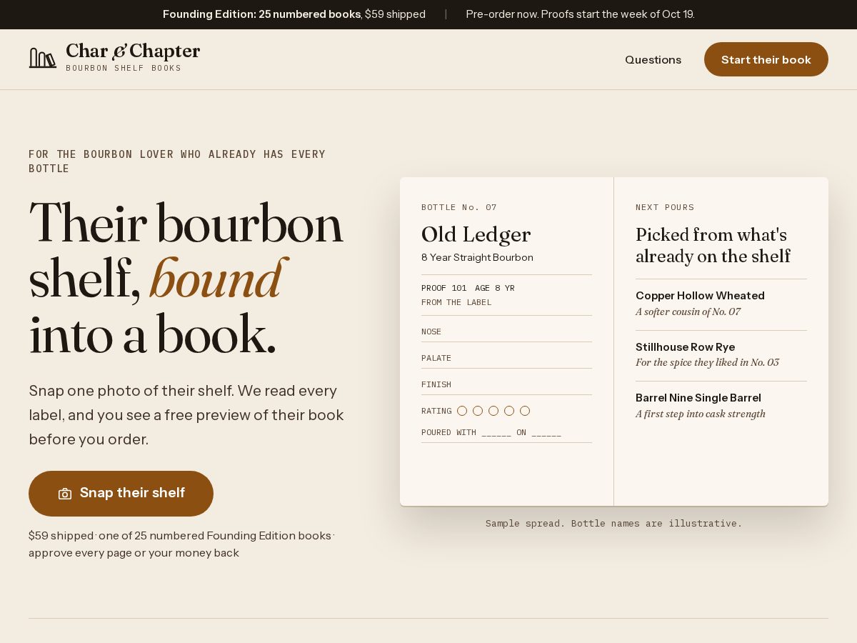 Landing-page snapshot of charandchapter.com