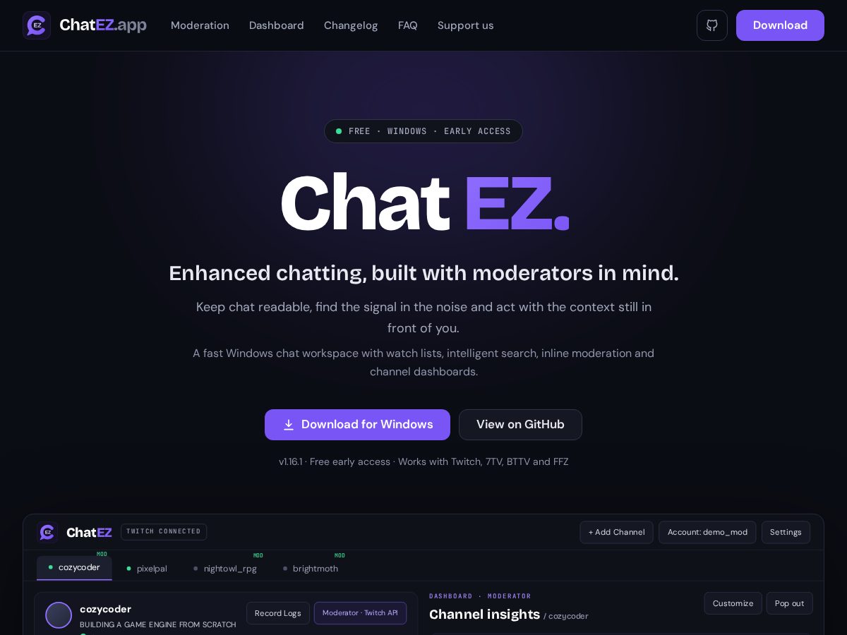Landing-page snapshot of chatez.app