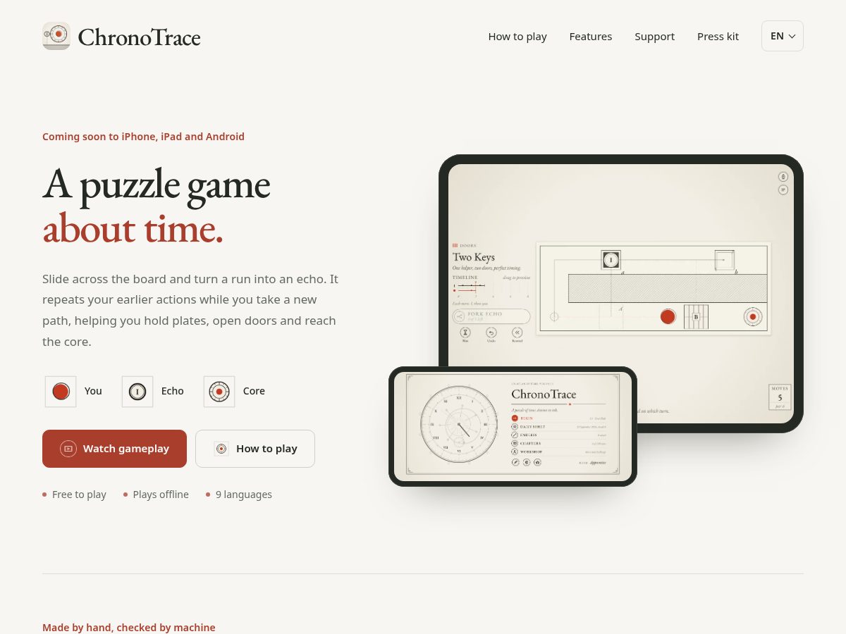 Landing-page snapshot of chronotrace.net