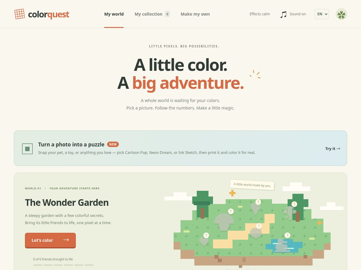 Landing-page snapshot of colorquestgame.com