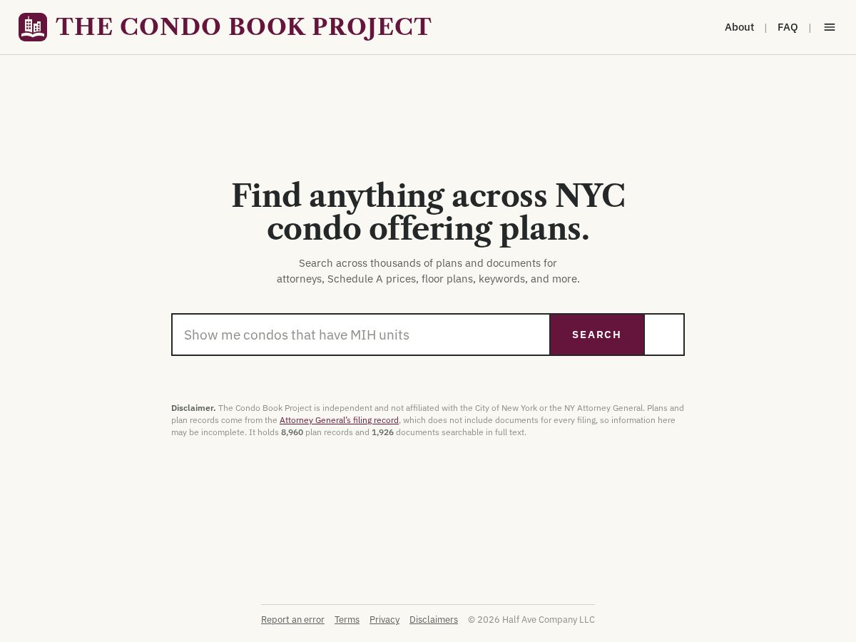 Landing-page snapshot of condobooknyc.com