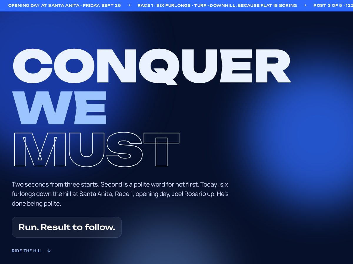 Landing-page snapshot of conquerwemust.com