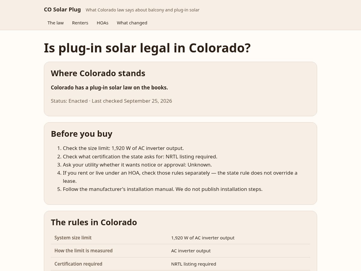 Landing-page snapshot of cosolarplug.com