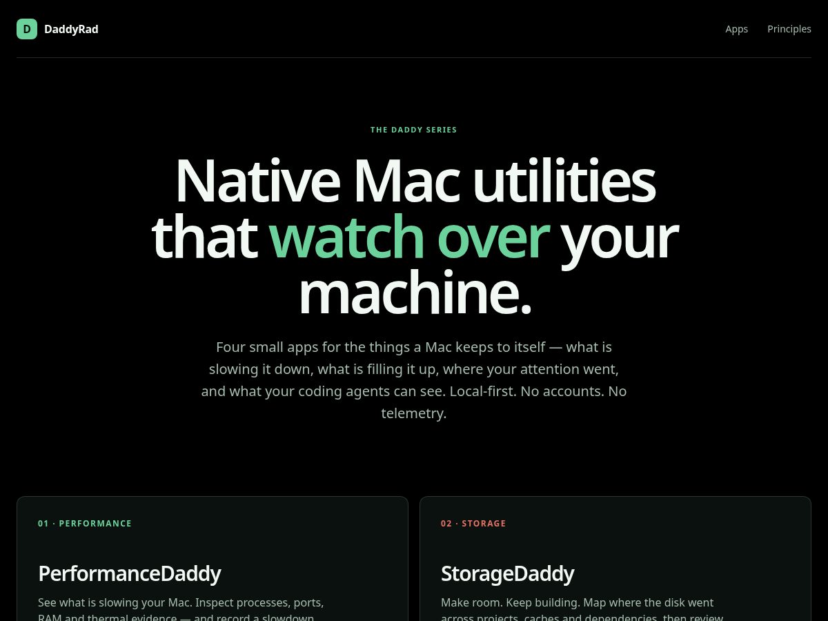 Landing-page snapshot of daddyrad.com