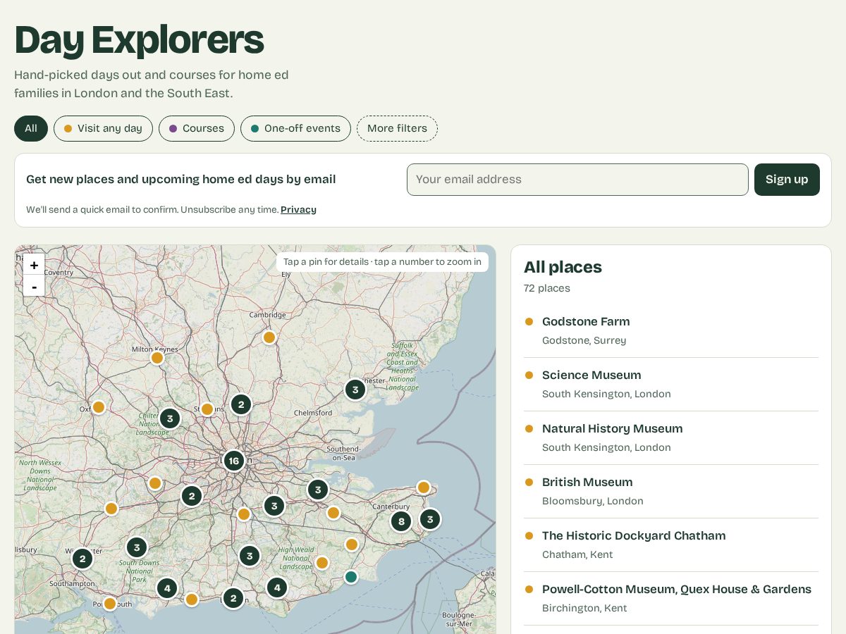 Landing-page snapshot of dayexplorers.com
