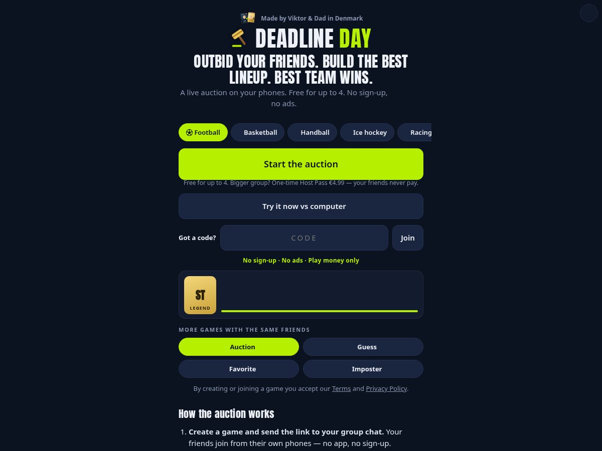 Landing-page snapshot of deadlineday.app