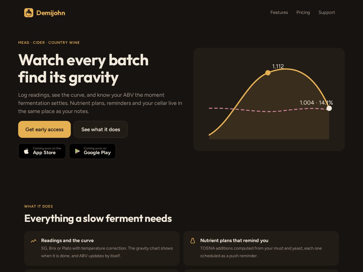 Landing-page snapshot of demijohn.app