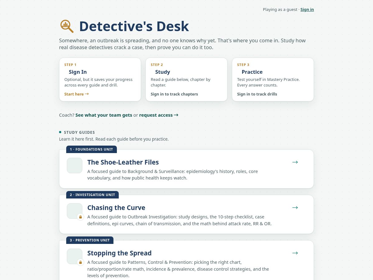 Landing-page snapshot of detectivesdesk.com