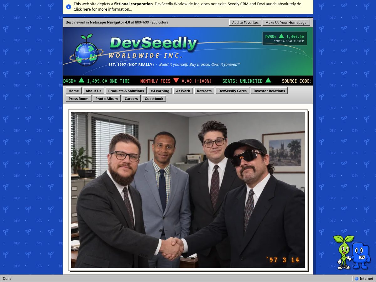 Landing-page snapshot of devseedly.com
