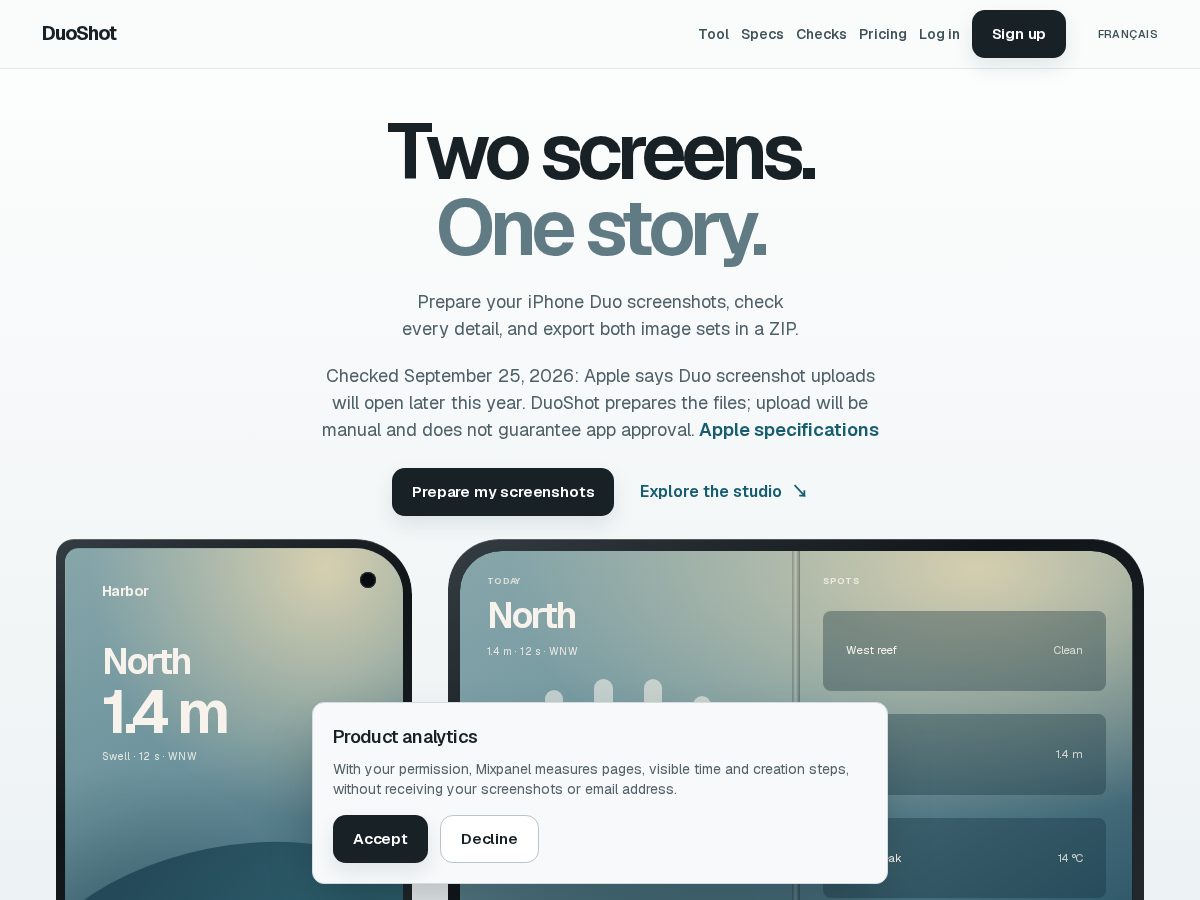 Landing-page snapshot of duoshot.site