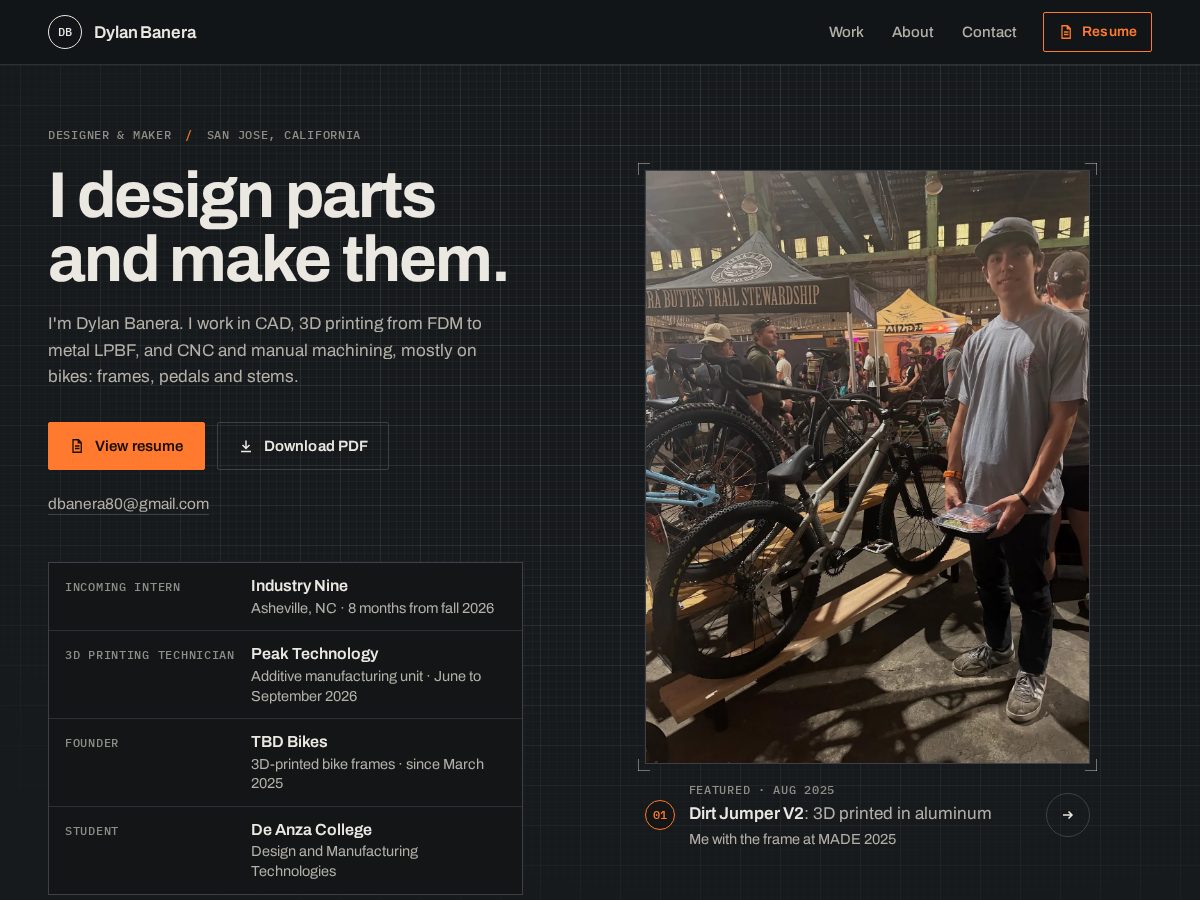 Landing-page snapshot of dylanbanera.com