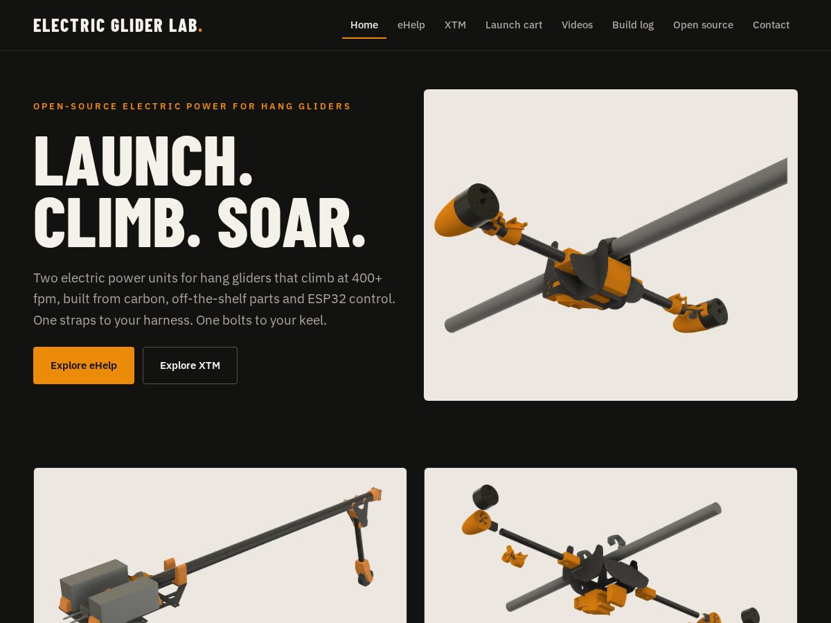 Landing-page snapshot of electricgliderlab.com