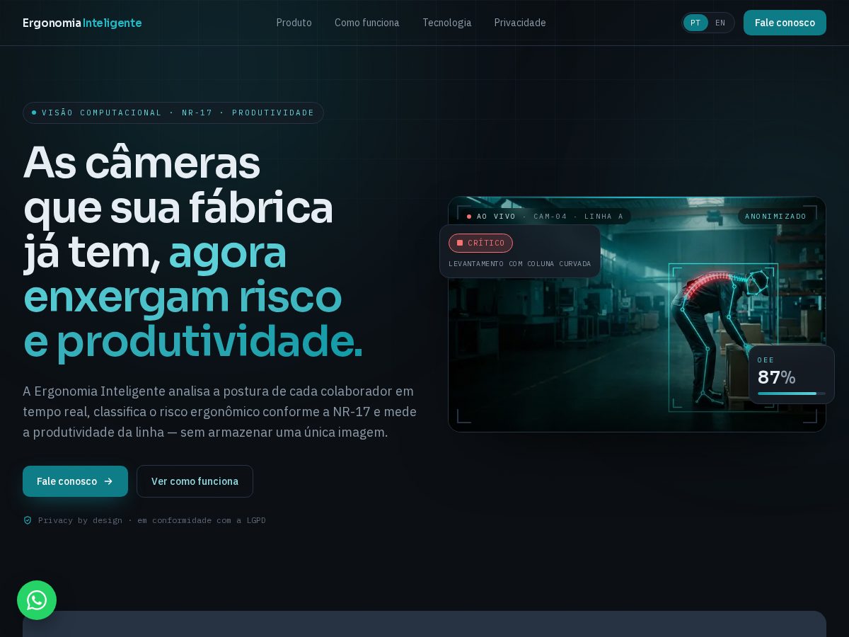 Landing-page snapshot of ergonomiainteligente.com