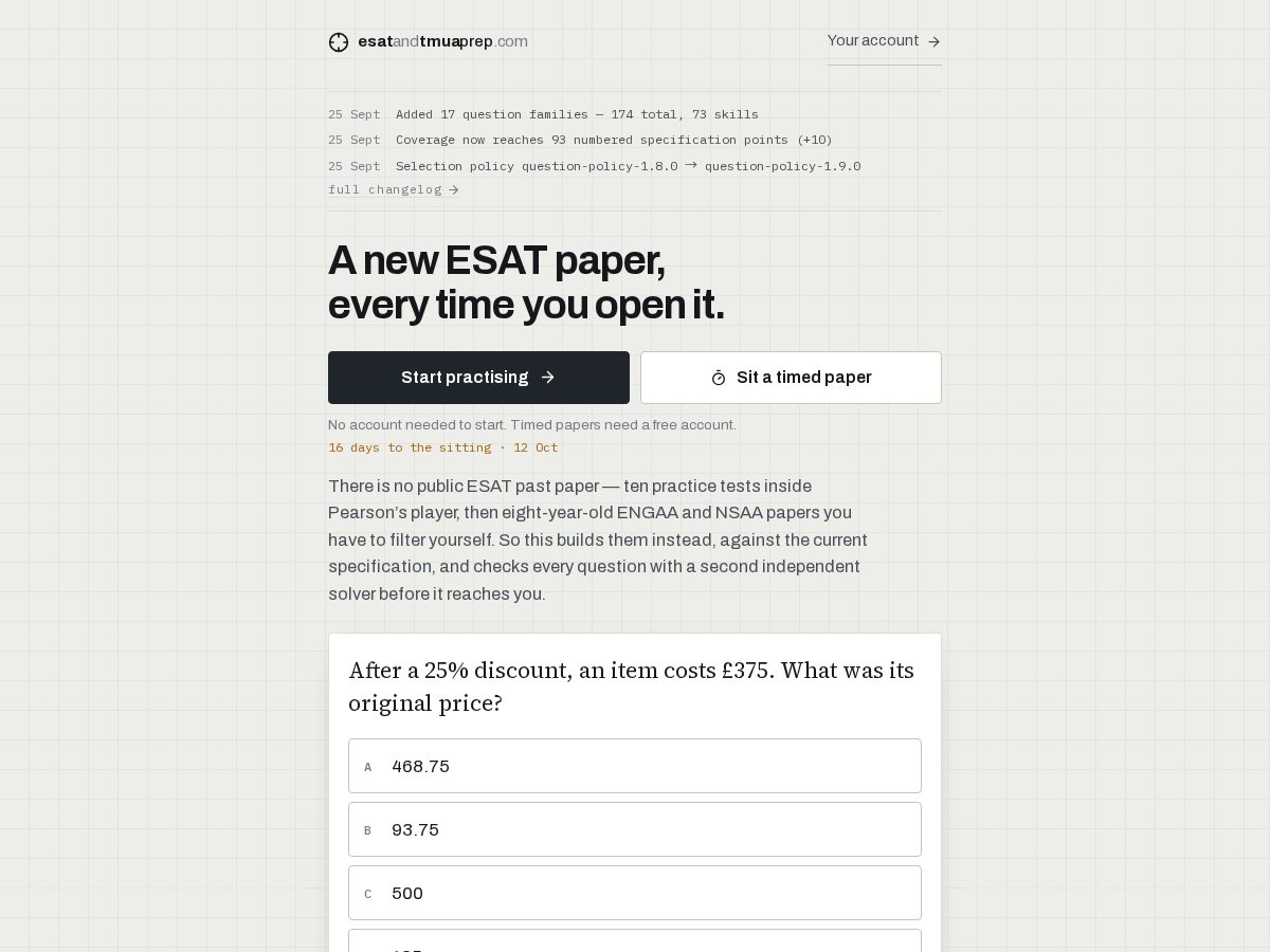 Landing-page snapshot of esatandtmuaprep.com