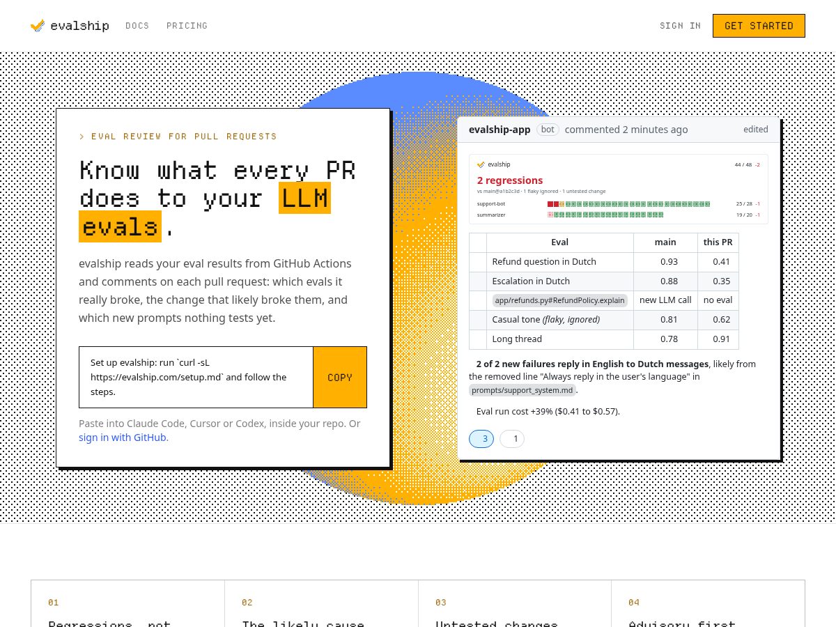 Landing-page snapshot of evalship.com