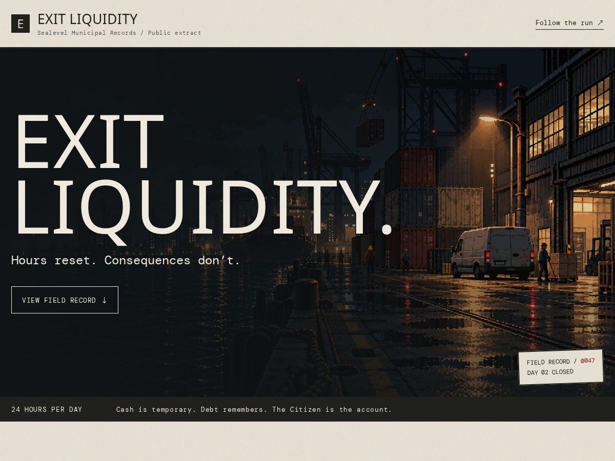 Landing-page snapshot of exitliquidity.net