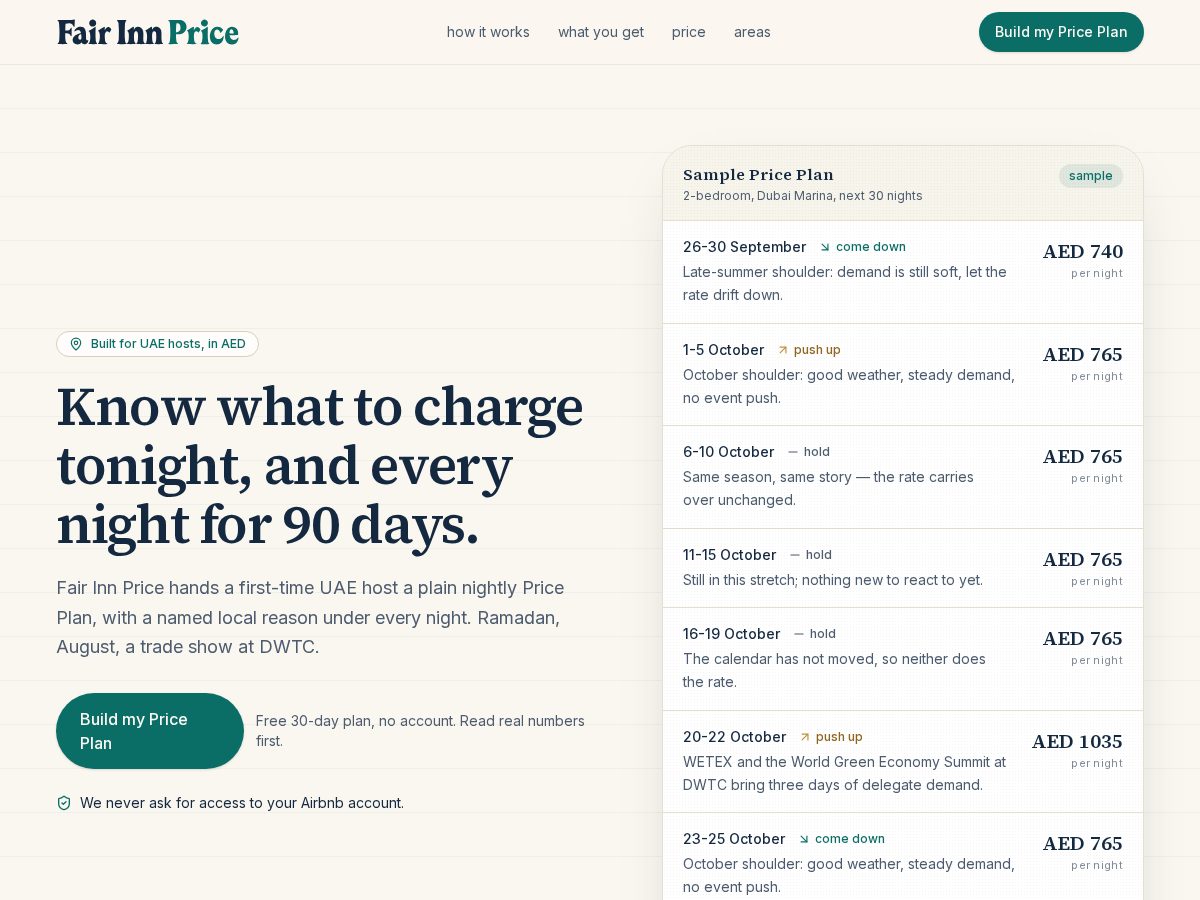 Landing-page snapshot of fairinnprice.com