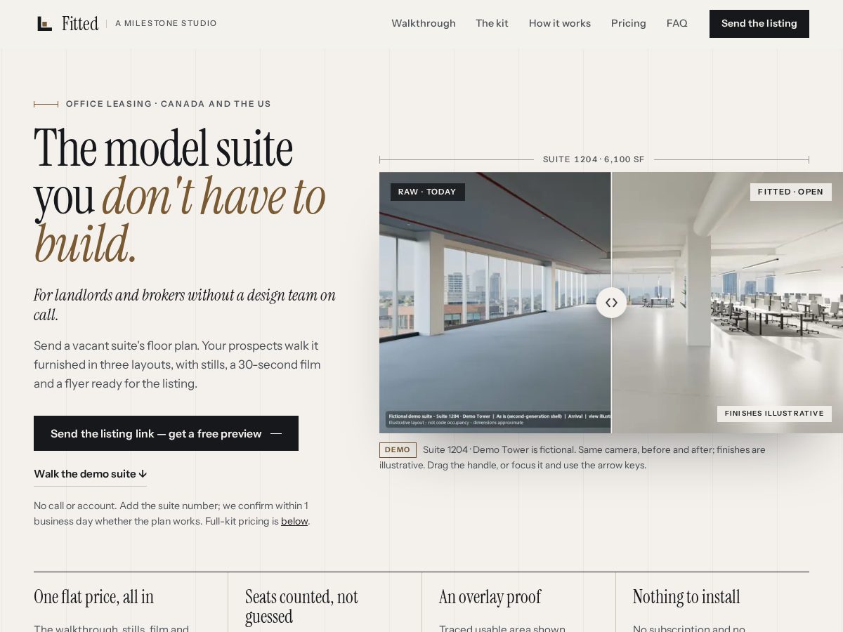 Landing-page snapshot of fittedsuites.com