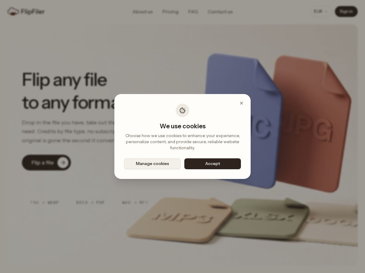 Landing-page snapshot of flipfiler.com