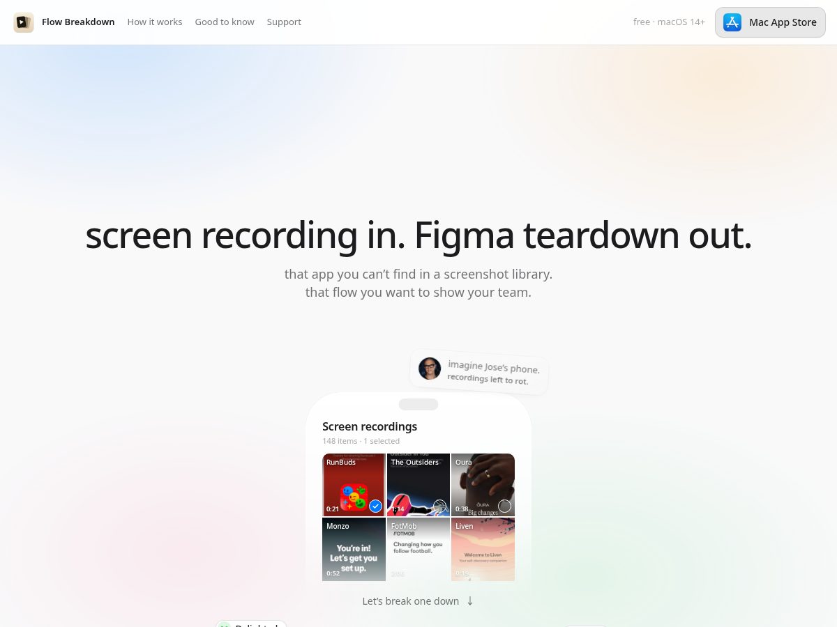 Landing-page snapshot of flowbreakdown.com
