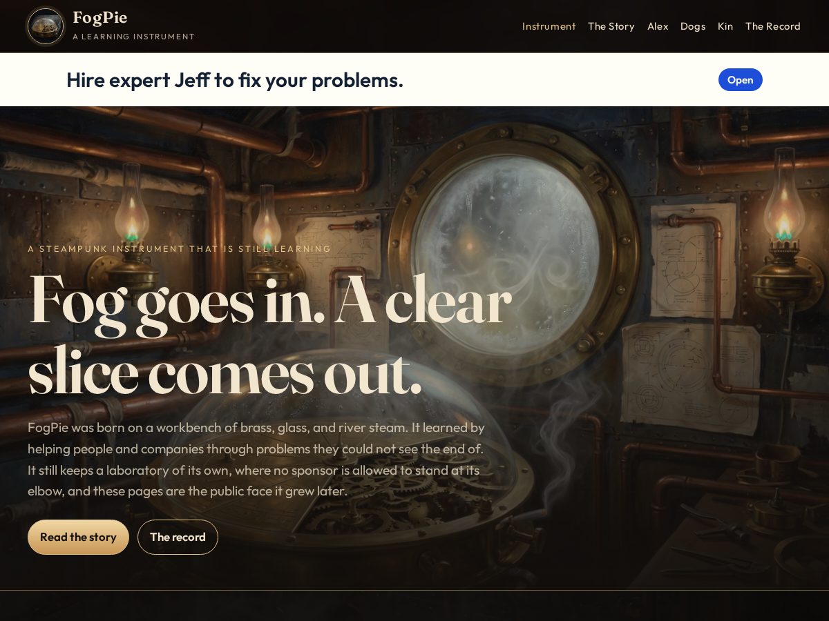 Landing-page snapshot of fogpie.com