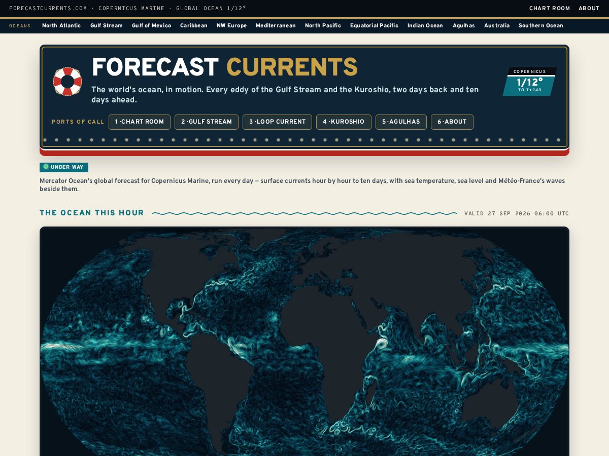 Landing-page snapshot of forecastcurrents.com