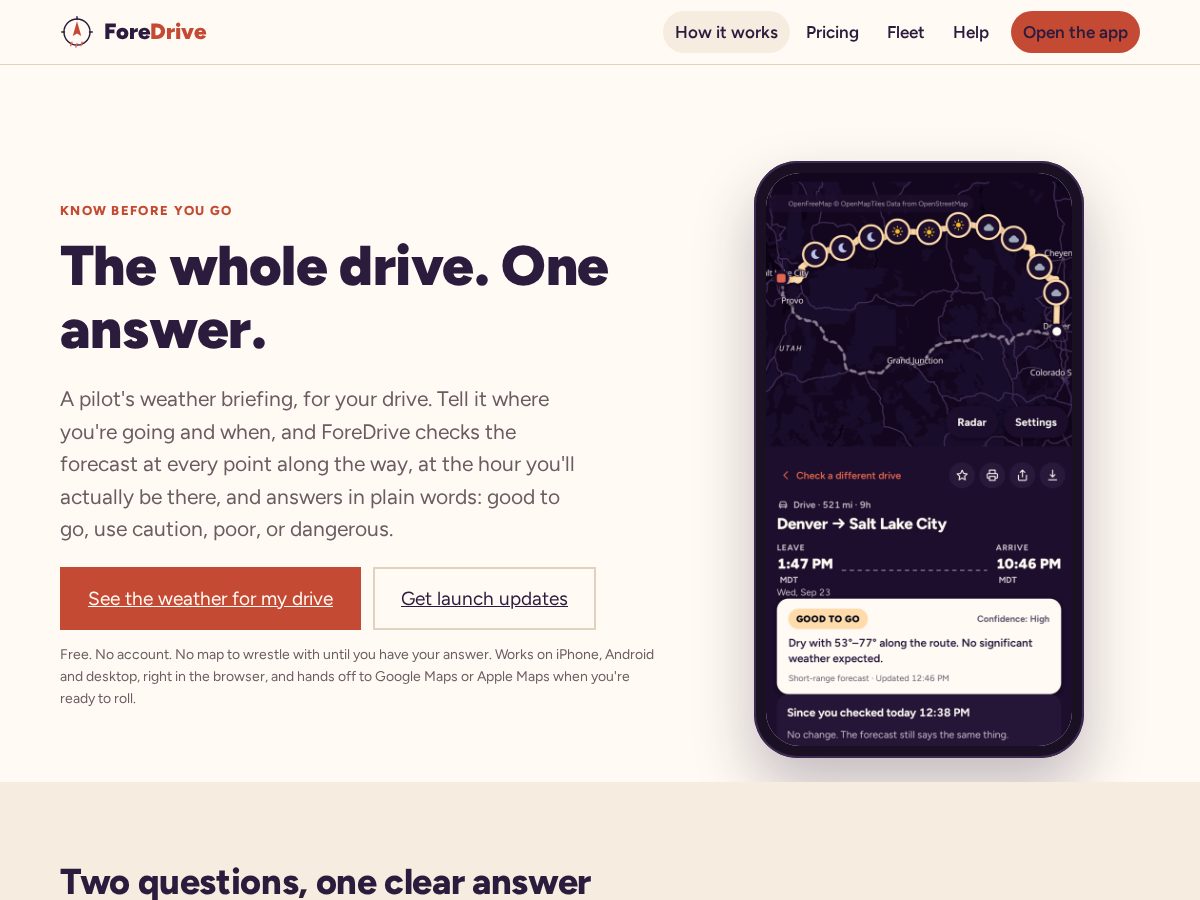 Landing-page snapshot of foredrive.app
