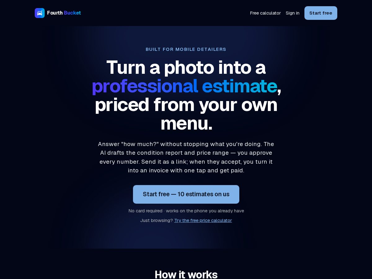 Landing-page snapshot of fourthbucket.com