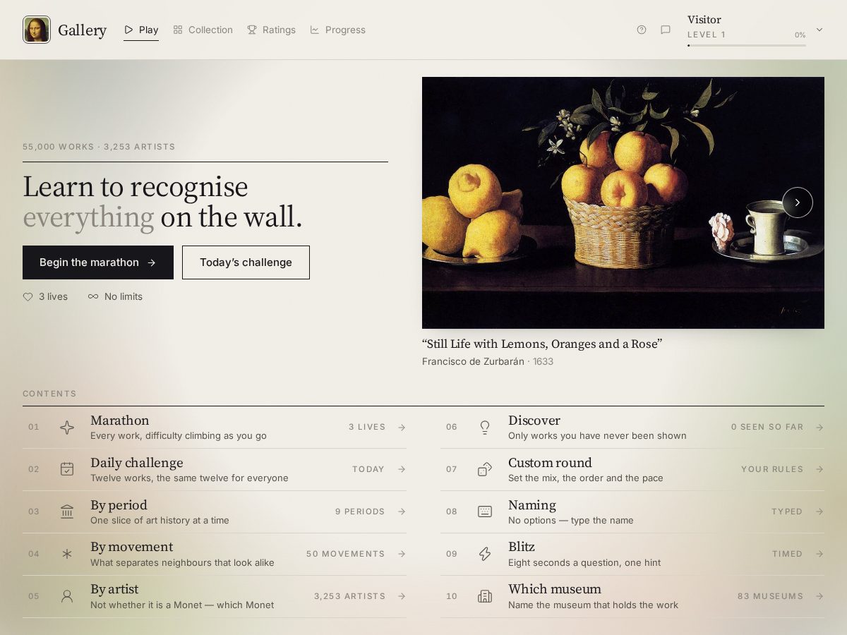 Landing-page snapshot of galleryquiz.com