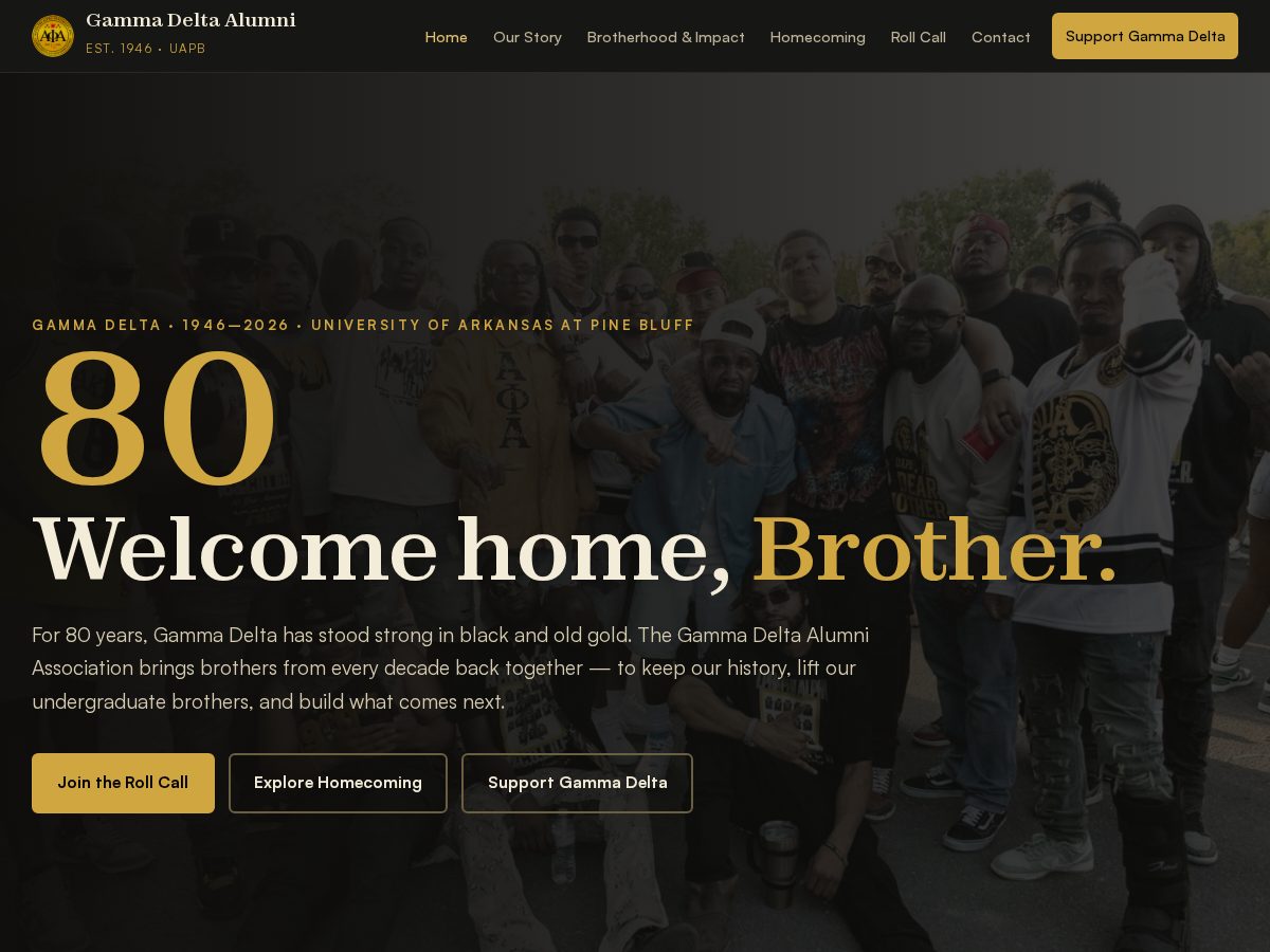 Landing-page snapshot of gammadeltaalumni.com