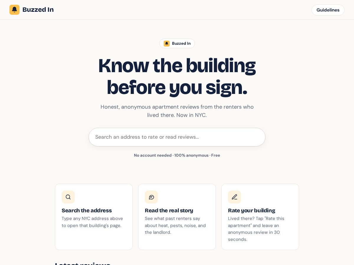 Landing-page snapshot of getbuzzedin.com