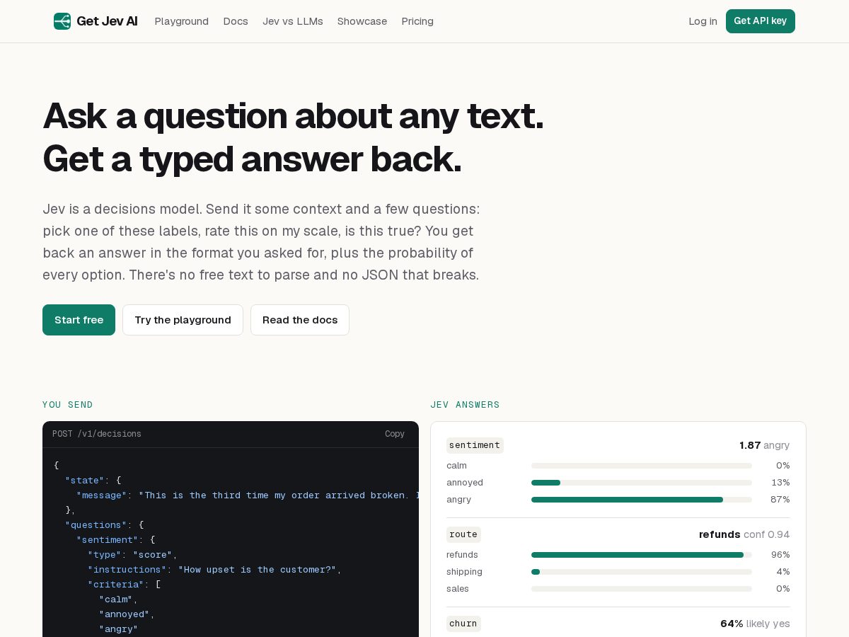 Landing-page snapshot of getjevai.com