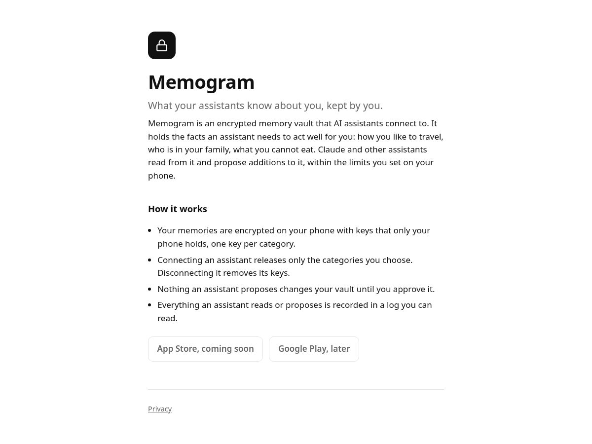 Landing-page snapshot of getmemogram.com