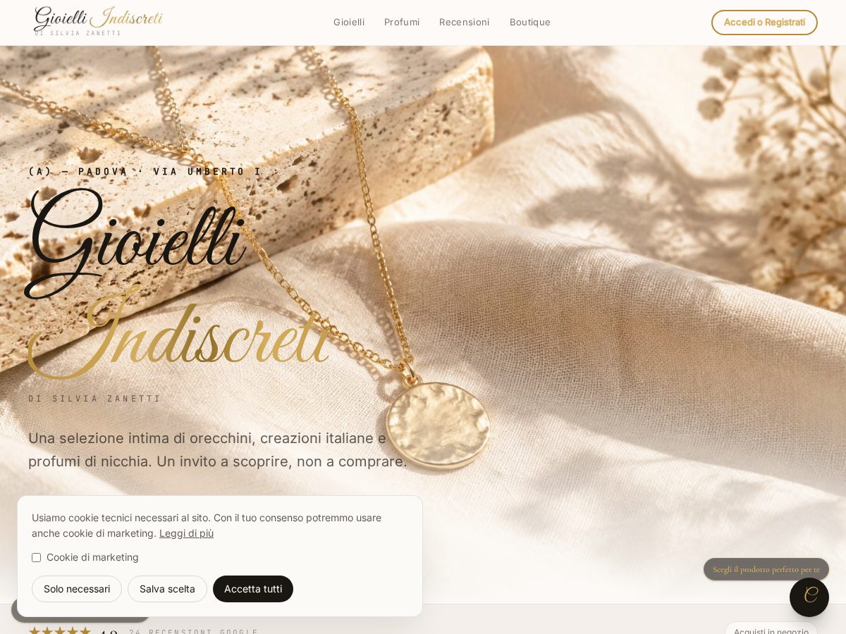 Landing-page snapshot of gioielli-indiscreti.com
