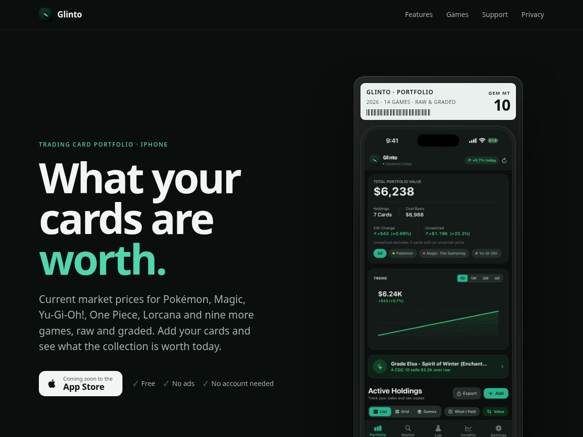 Landing-page snapshot of glintoapp.app