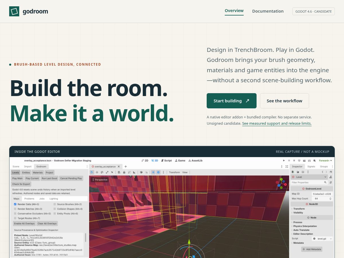 Landing-page snapshot of godroom.dev