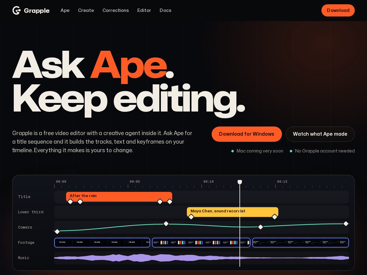 Landing-page snapshot of grapplevideo.com