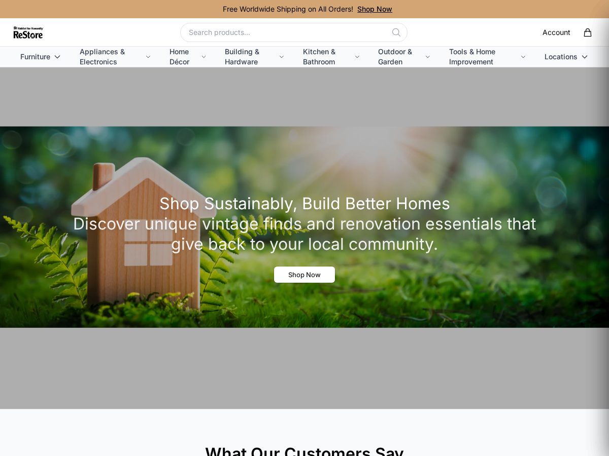 Landing-page snapshot of habitatrestorehome.shop