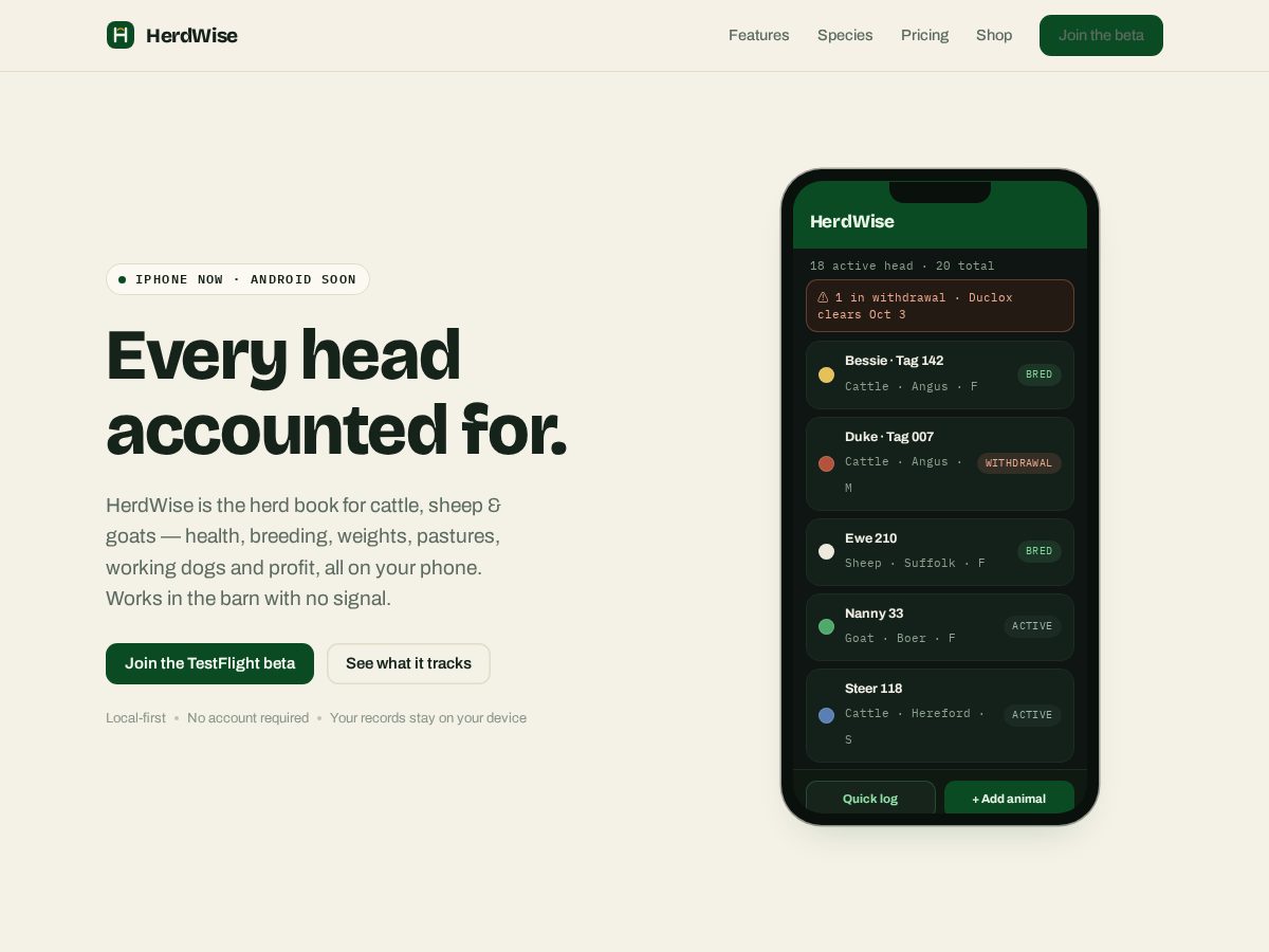 Landing-page snapshot of herdwise.app
