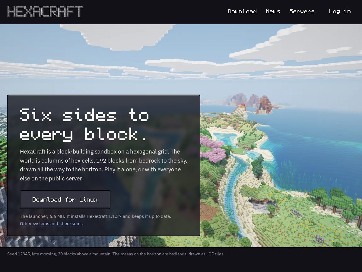 Landing-page snapshot of hexacraft.wtf