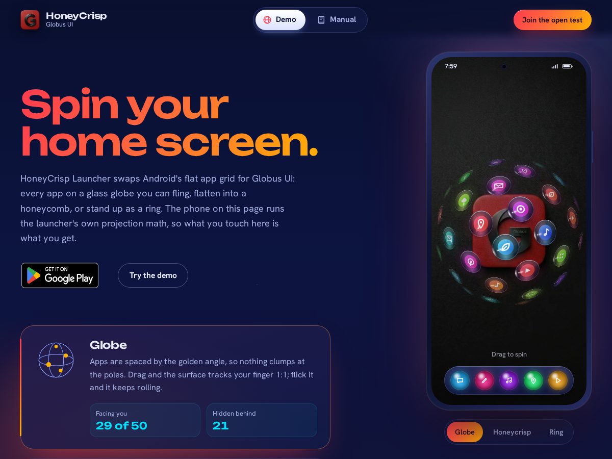 Landing-page snapshot of honeycrisplauncher.com