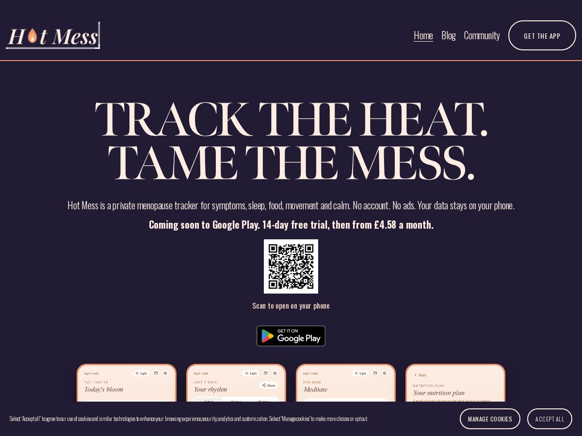 Landing-page snapshot of hotmesstracker.app