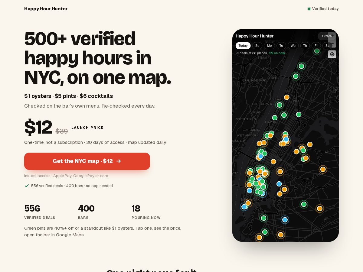 Landing-page snapshot of hourhunter.com