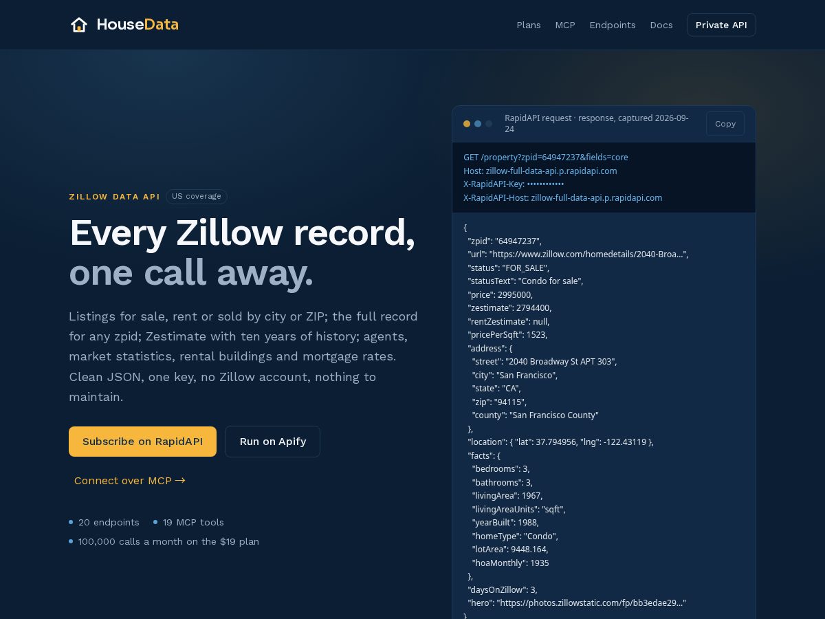 Landing-page snapshot of housedata.dev