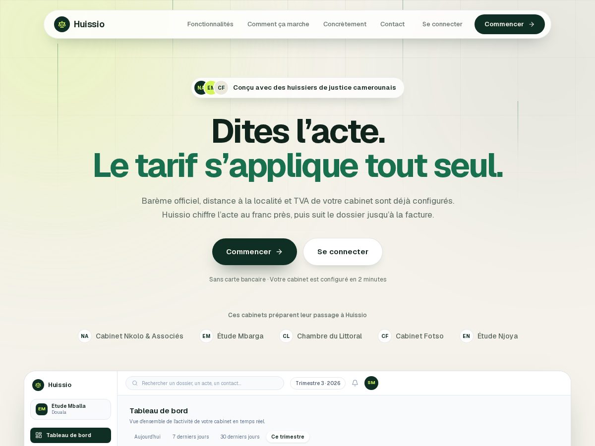 Landing-page snapshot of huissio.com