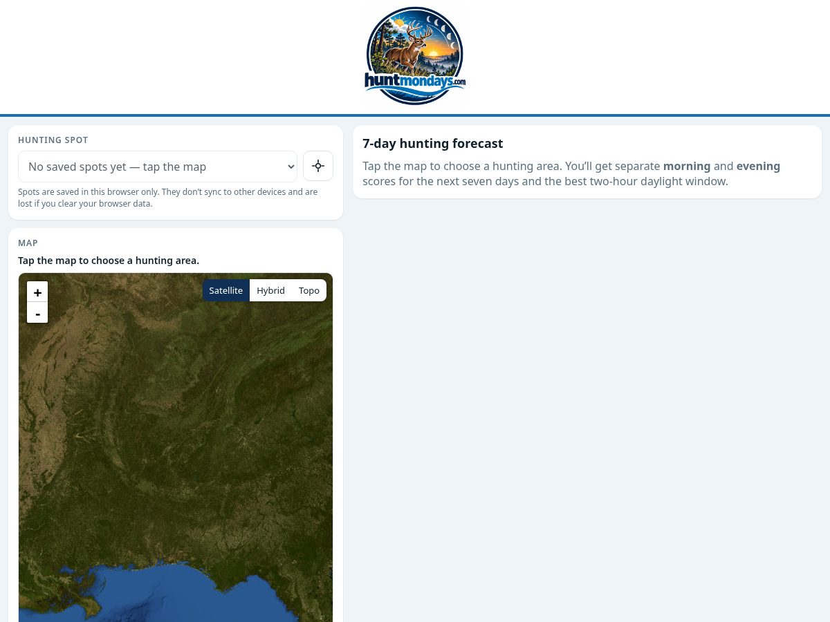 Landing-page snapshot of huntmondays.com