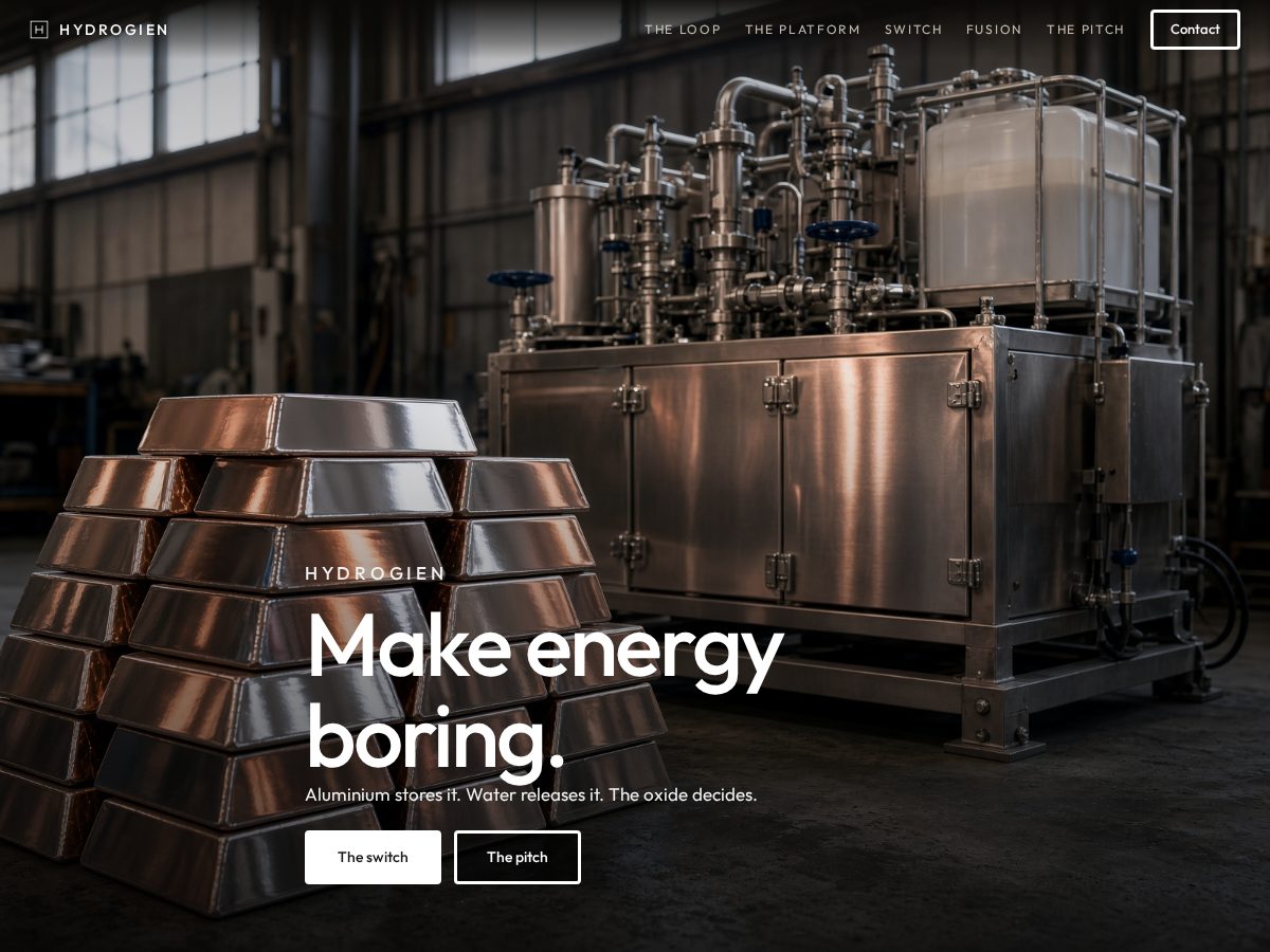 Landing-page snapshot of hydrogien.dev