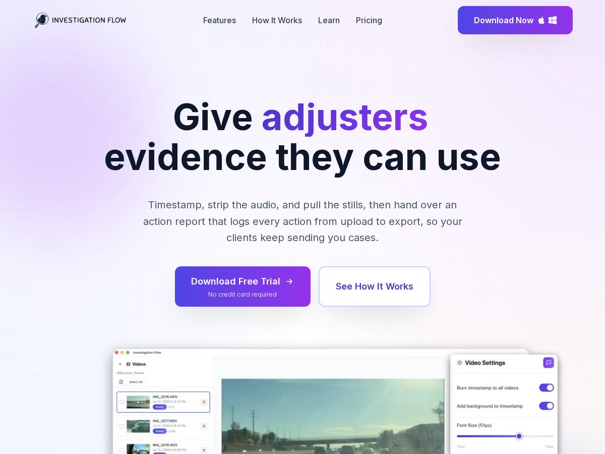 Landing-page snapshot of investigationflowapp.com