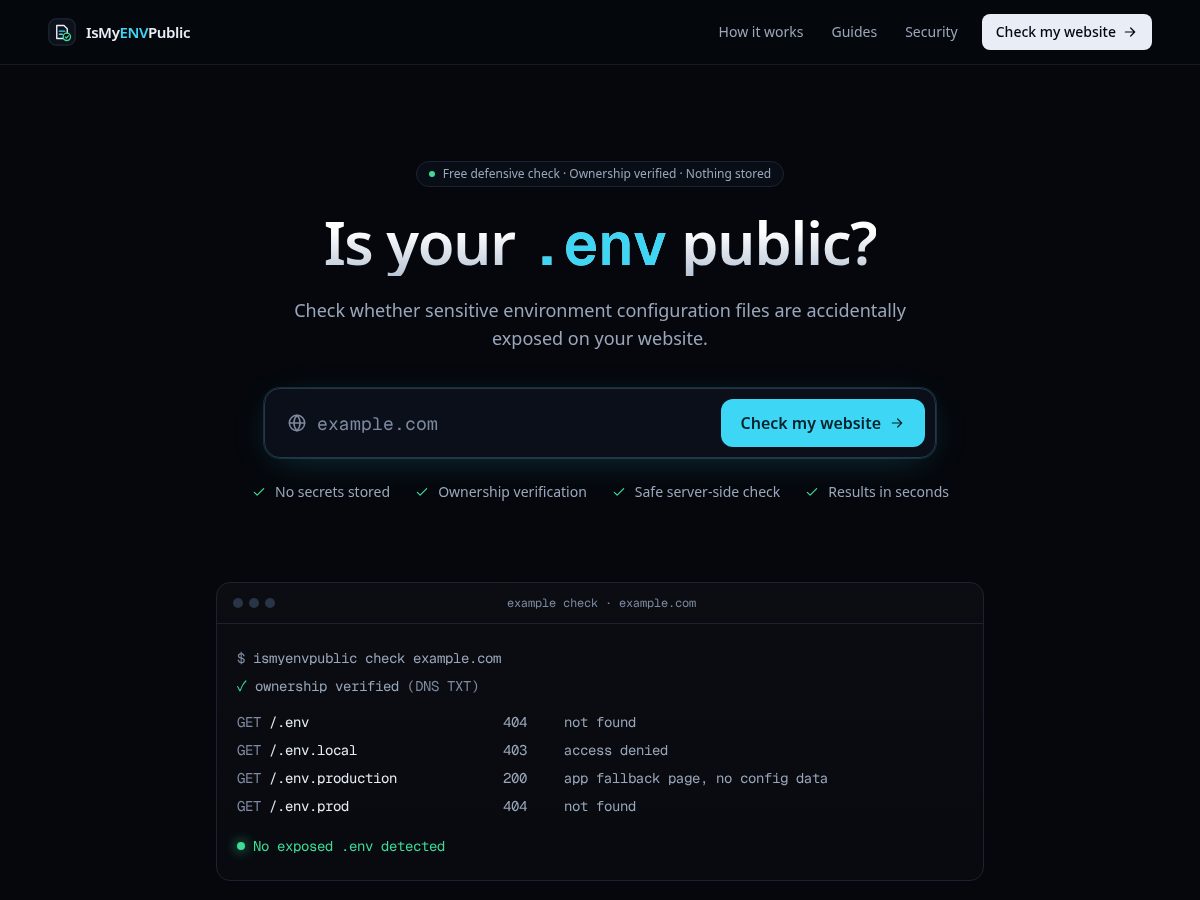 Landing-page snapshot of ismyenvpublic.org