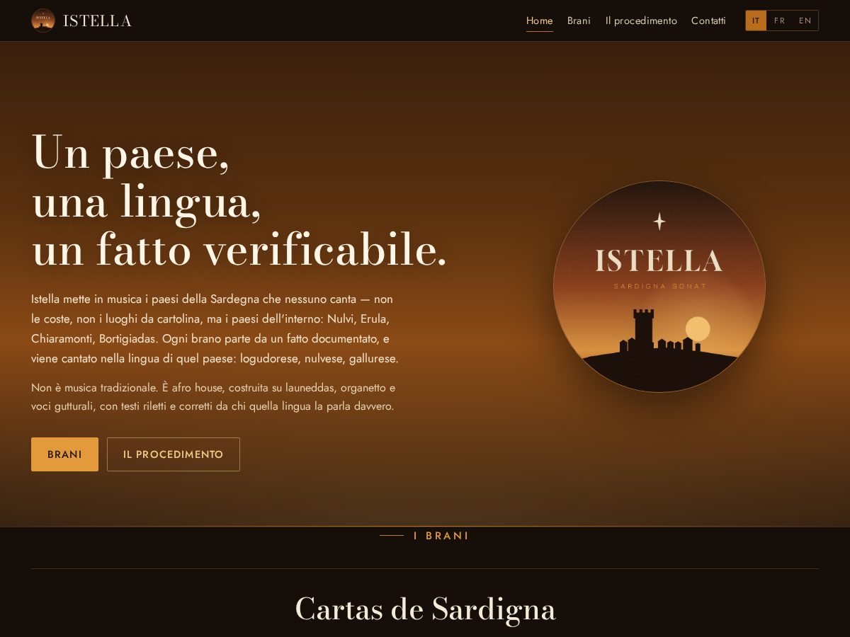 Landing-page snapshot of istella-music.com